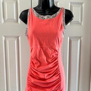 Lucy Power Ruched Coral Tank Top, Size M – Built-In Bra, Activewear